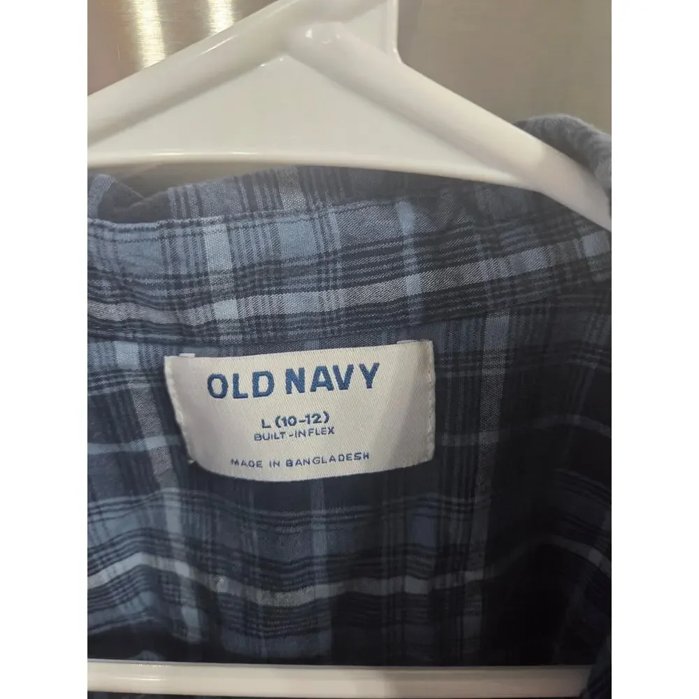 Blue Plaid Flannel - Old Navy - L (10-12)